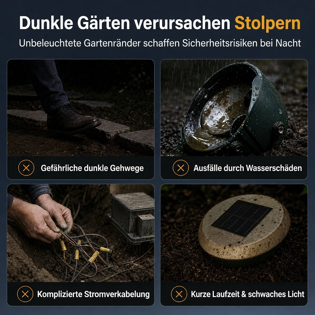 📢📢50% RABATT !!⏰Solar betriebene Erdlichter aus Edelstahl für Gartenweg und Rasen zur Landschaftsdekoration im Außenbereich