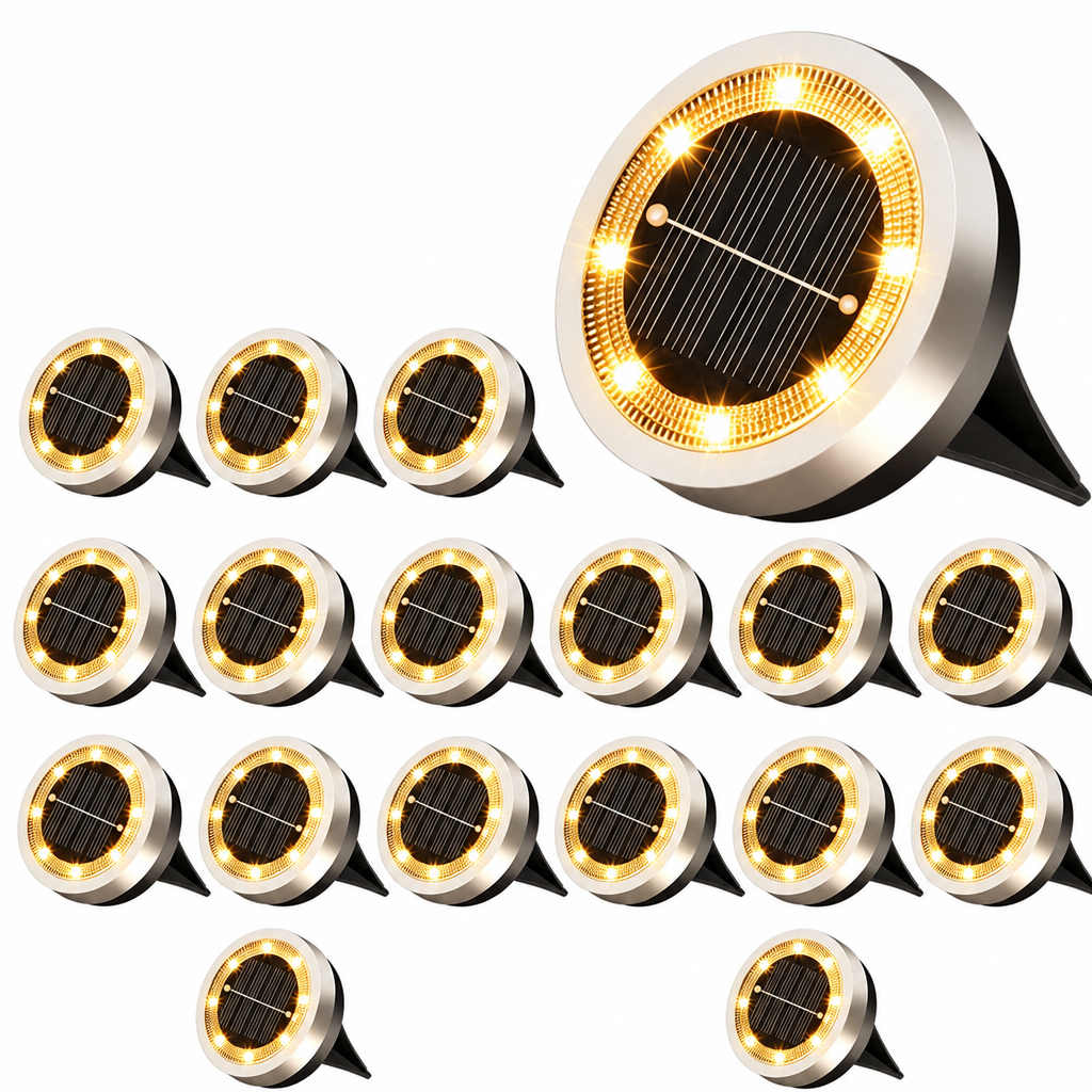 📢📢50% RABATT !!⏰Solar betriebene Erdlichter aus Edelstahl für Gartenweg und Rasen zur Landschaftsdekoration im Außenbereich