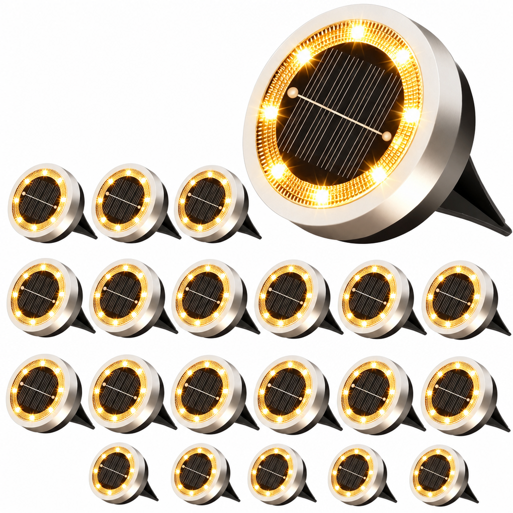 📢📢50% RABATT !!⏰Solar betriebene Erdlichter aus Edelstahl für Gartenweg und Rasen zur Landschaftsdekoration im Außenbereich