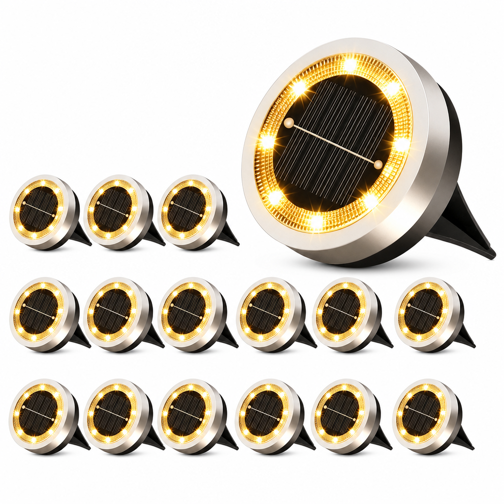 📢📢50% RABATT !!⏰Solar betriebene Erdlichter aus Edelstahl für Gartenweg und Rasen zur Landschaftsdekoration im Außenbereich