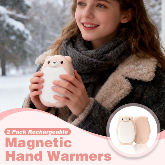 Set mit 2 wiederaufladbaren magnetischen Teddybär-Handwärmern