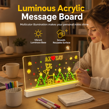 Wiederaufladbares LED-Acryl-Notizboard – Leuchtende trocken abwischbare Schreibtafel mit Ständer für Notizen & Preisanzeigen