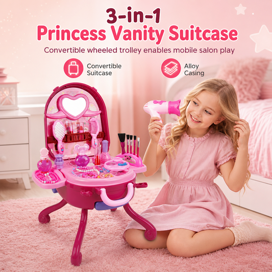 🎀 50% RABATT! 🧳 Schminkkoffer für Kinder – Tragbar & Rollenspiel-Set für Mädchen ✨
