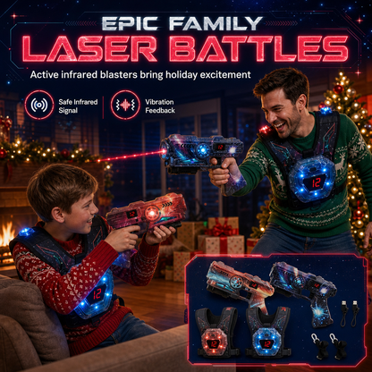Kinder Laser-Tag Pistolen-Spielzeugset mit Sensor & Projektion – Interstellares Weltraum-Battle