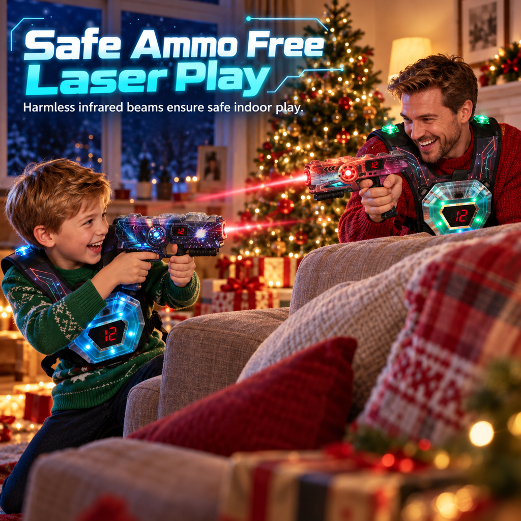 Kinder Laser-Tag Pistolen-Spielzeugset mit Sensor & Projektion – Interstellares Weltraum-Battle