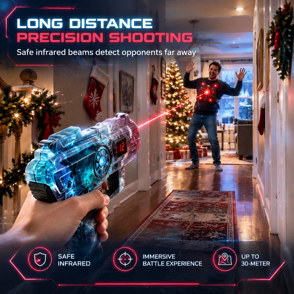 Kinder Laser-Tag Pistolen-Spielzeugset mit Sensor & Projektion – Interstellares Weltraum-Battle