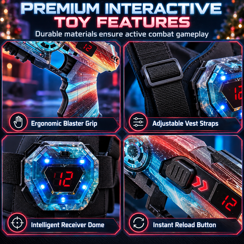 Kinder Laser-Tag Pistolen-Spielzeugset mit Sensor & Projektion – Interstellares Weltraum-Battle