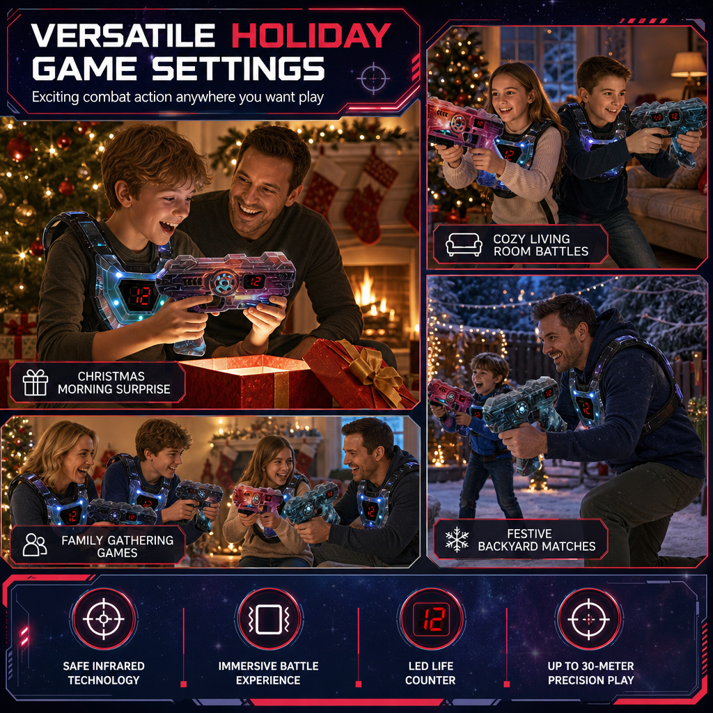 Kinder Laser-Tag Pistolen-Spielzeugset mit Sensor & Projektion – Interstellares Weltraum-Battle