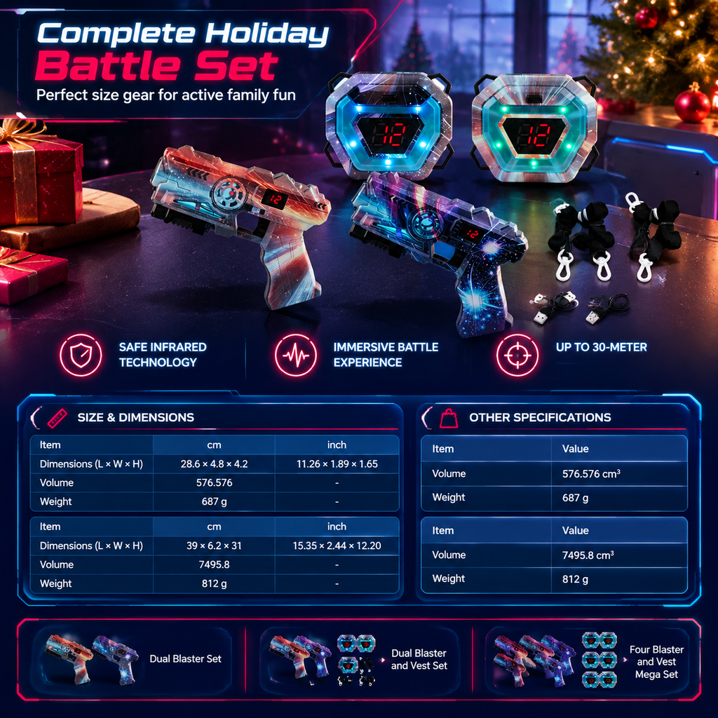 Kinder Laser-Tag Pistolen-Spielzeugset mit Sensor & Projektion – Interstellares Weltraum-Battle