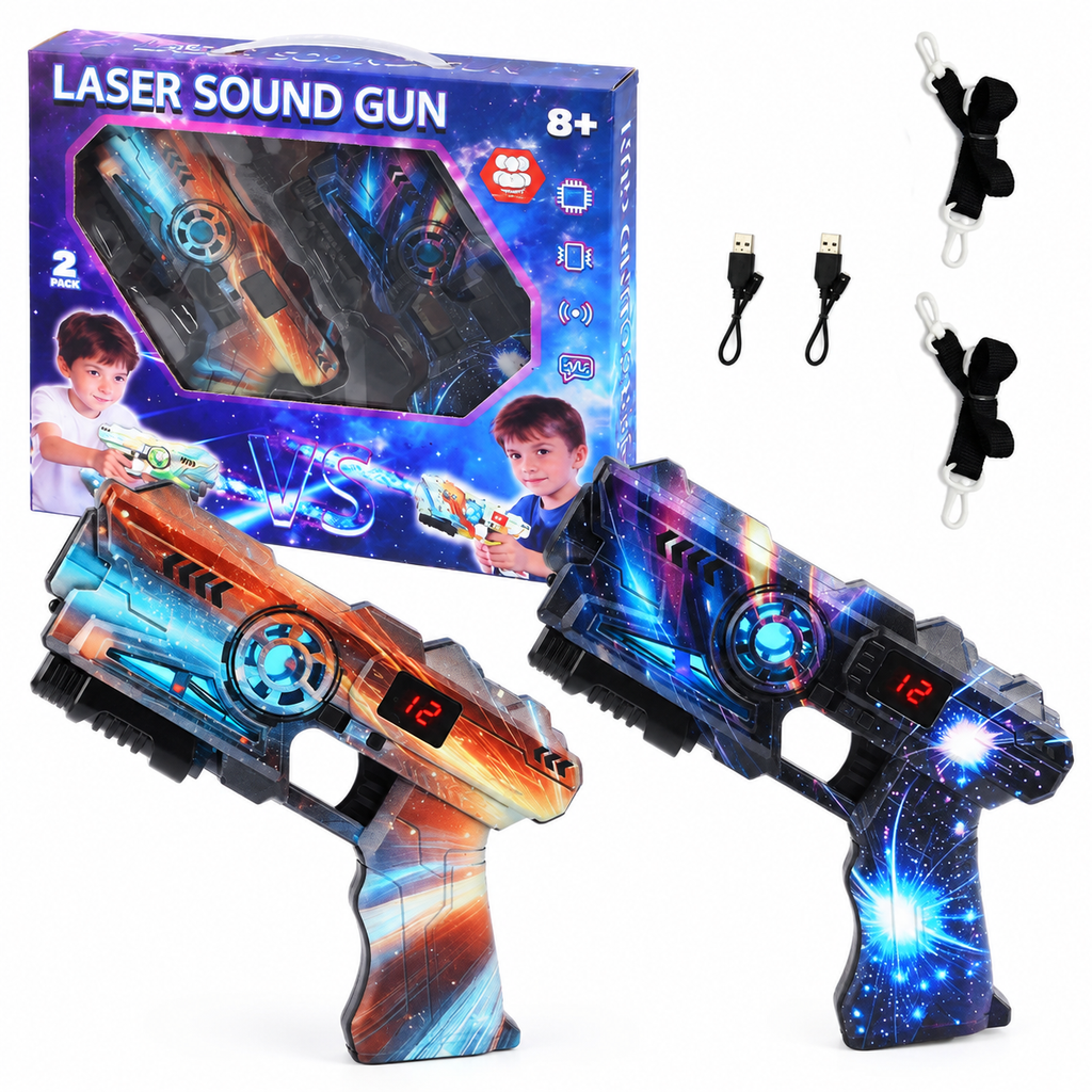 Kinder Laser-Tag Pistolen-Spielzeugset mit Sensor & Projektion – Interstellares Weltraum-Battle