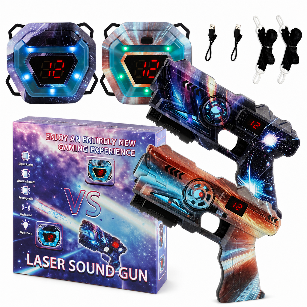 Kinder Laser-Tag Pistolen-Spielzeugset mit Sensor & Projektion – Interstellares Weltraum-Battle