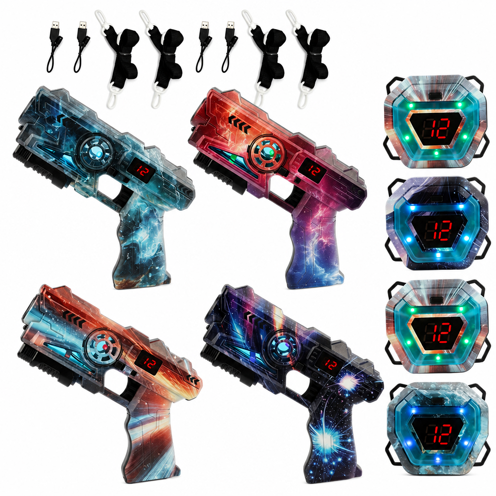 Kinder Laser-Tag Pistolen-Spielzeugset mit Sensor & Projektion – Interstellares Weltraum-Battle