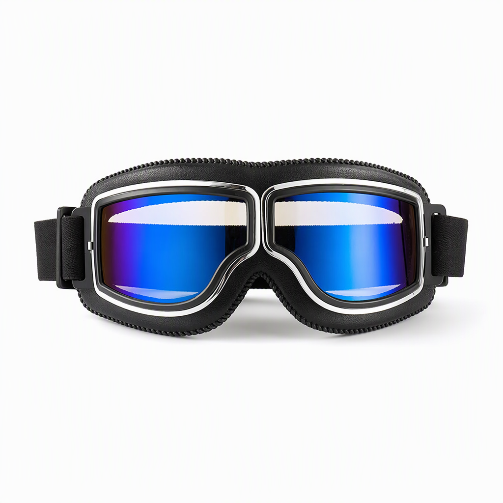 📢📢 50 % Rabatt!! ⏰ Retro-Motorradbrille im Vintage-Look – Winddichte Fahrbrille für Cruiser-Helm & Off-Road / Motocross