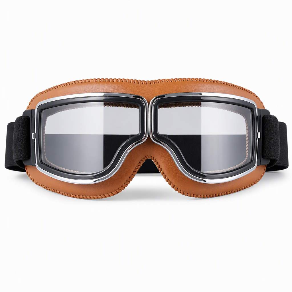 📢📢 50 % Rabatt!! ⏰ Retro-Motorradbrille im Vintage-Look – Winddichte Fahrbrille für Cruiser-Helm & Off-Road / Motocross