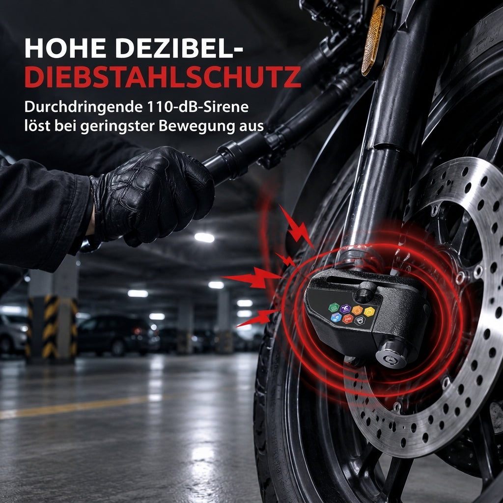 📢📢40% RABATT !!⏰Diebstahlsicherung Scheibenbrems-Alarmschloss für Fahrräder Mountainbikes Motorräder und E-Bikes