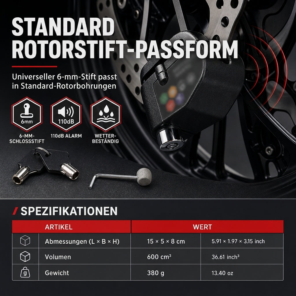 📢📢40% RABATT !!⏰Diebstahlsicherung Scheibenbrems-Alarmschloss für Fahrräder Mountainbikes Motorräder und E-Bikes