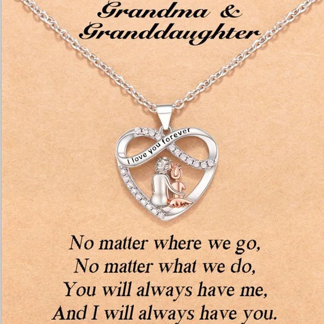 Modische Damen-Herzkette mit Herzanhänger „I Love You Forever“ – Romantische Halskette mit funkelndem Strass