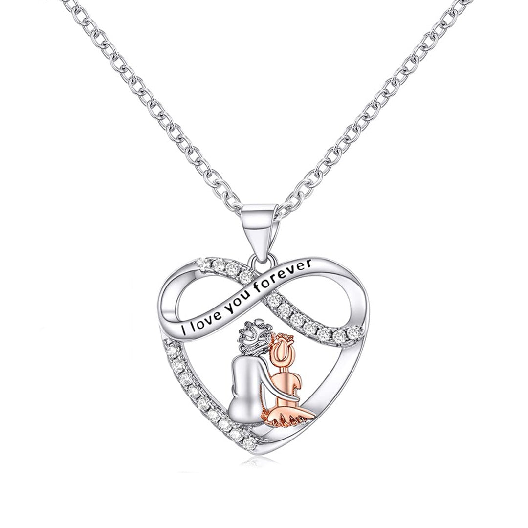 Modische Damen-Herzkette mit Herzanhänger „I Love You Forever“ – Romantische Halskette mit funkelndem Strass