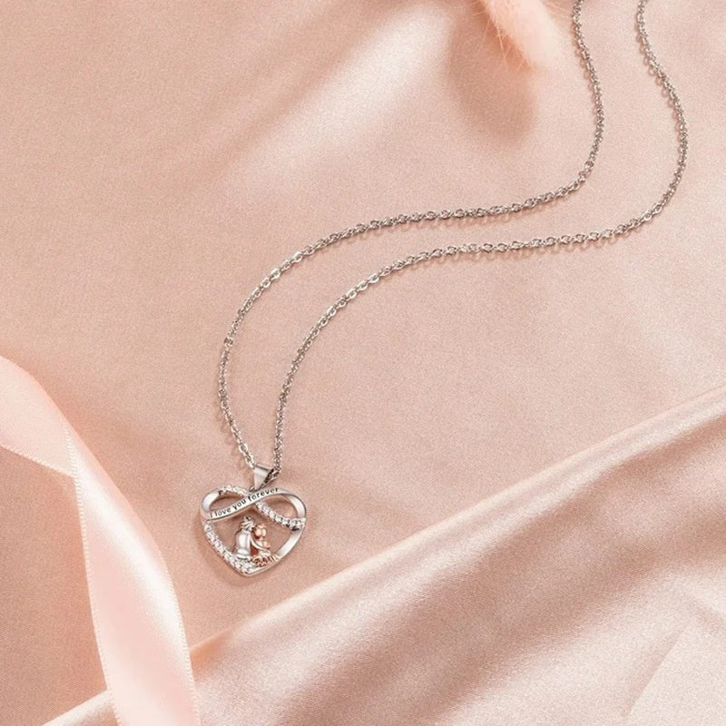 Modische Damen-Herzkette mit Herzanhänger „I Love You Forever“ – Romantische Halskette mit funkelndem Strass