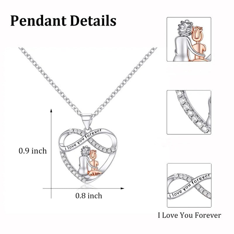 Modische Damen-Herzkette mit Herzanhänger „I Love You Forever“ – Romantische Halskette mit funkelndem Strass