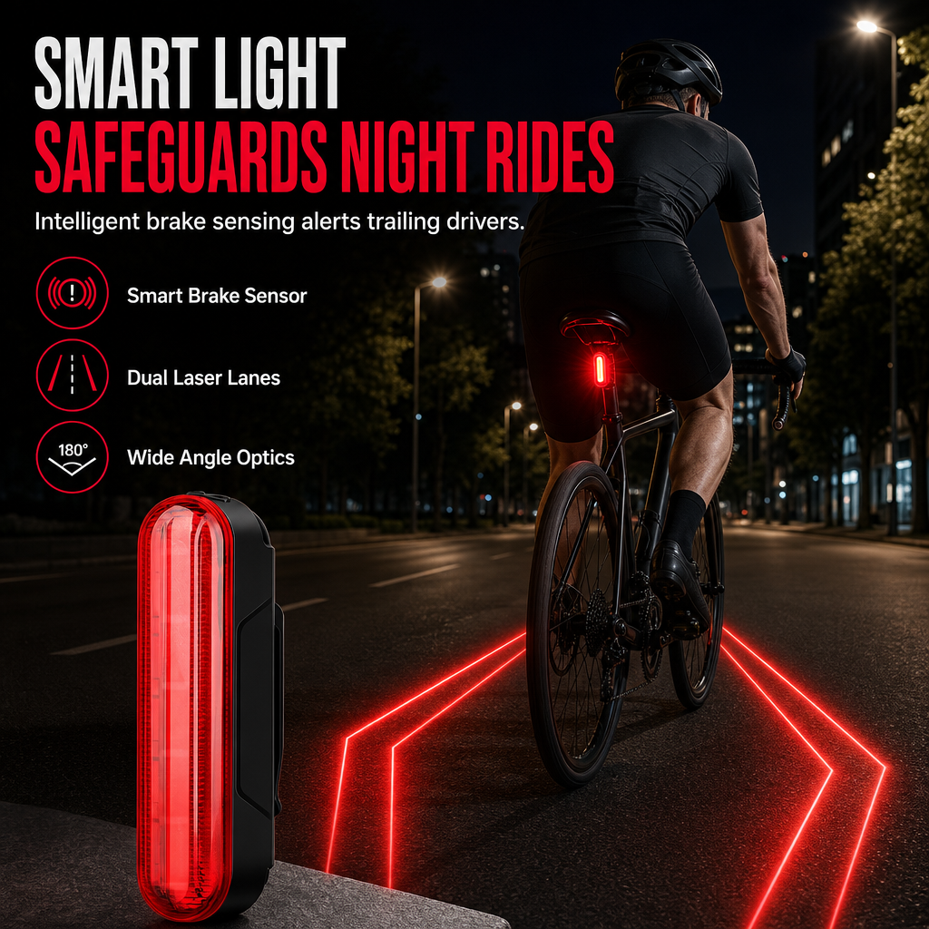 📢📢 50% RABATT🚴Intelligentes Fahrrad-Rücklicht mit Bremslicht-Sensor & Laser-Warnfunktion