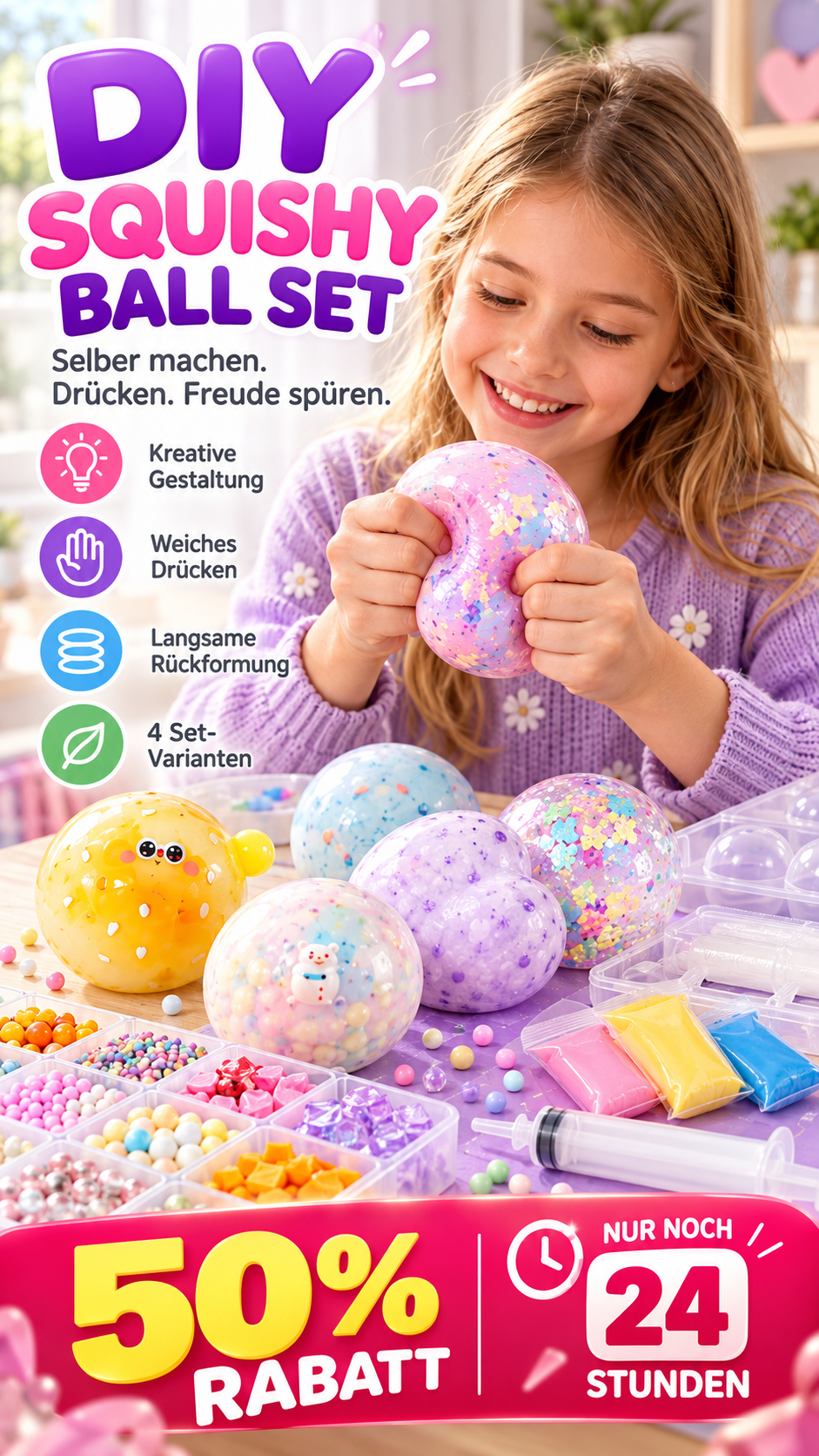 ✨ JETZT 50 % RABATT ✨DIY-Knetball-Bastelset – Squishy-Bälle selbst gestalten-Gcom
