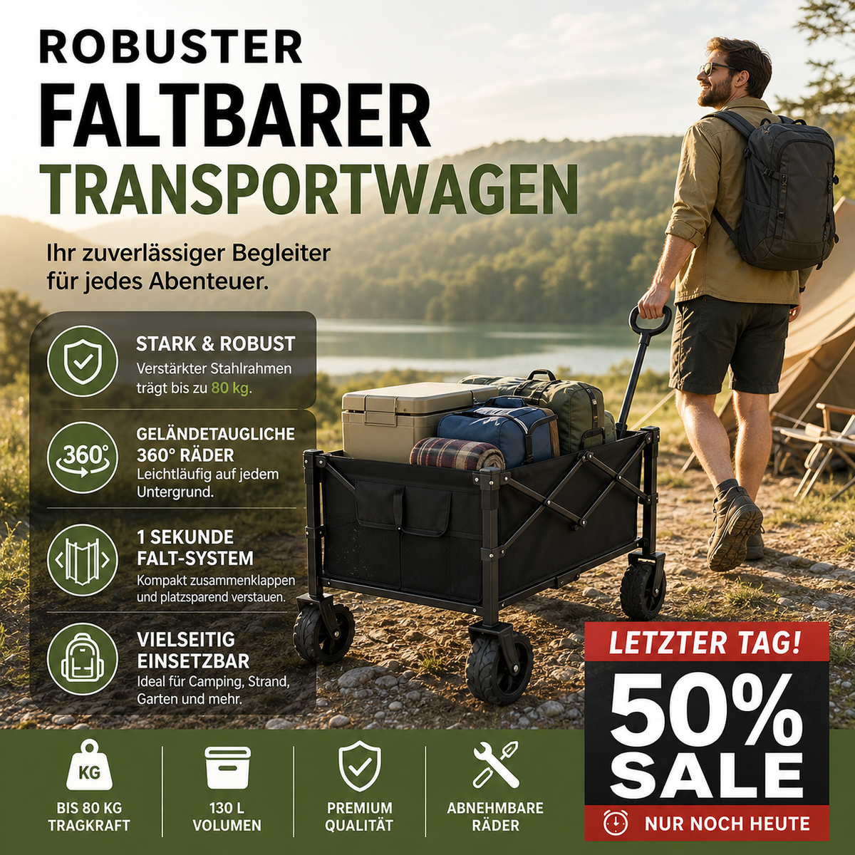 💥 Jetzt 50 % sparen! 🚚 Transportwagen mit 80 kg Traglast