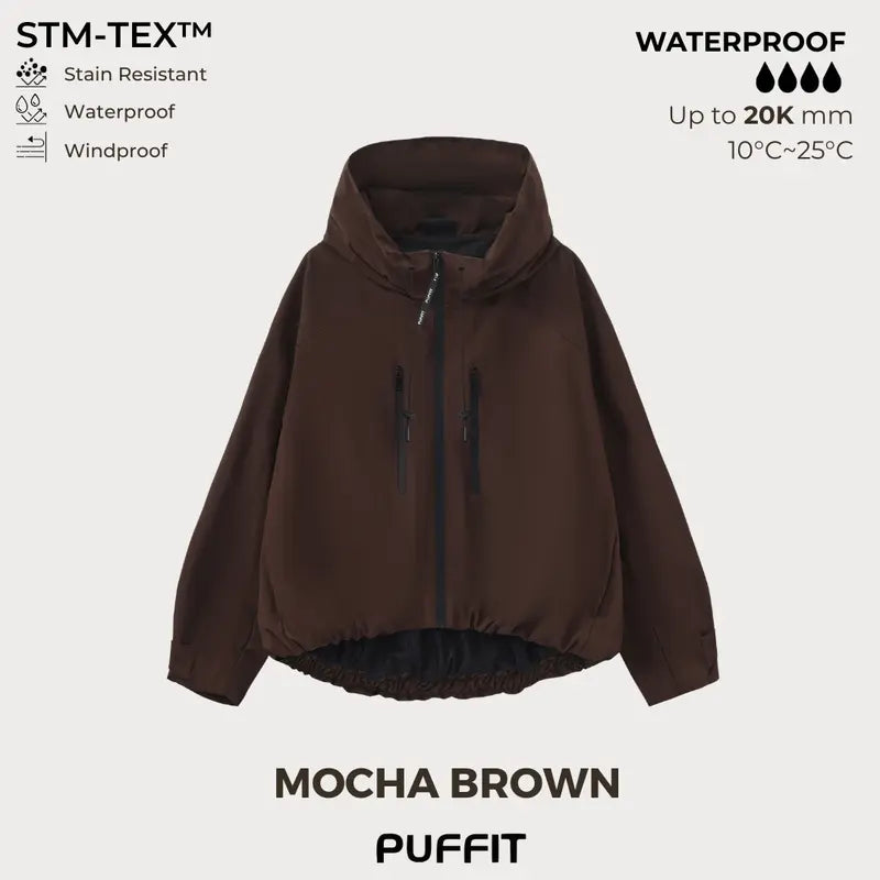 🧥Kapuze mit breiter Krempe💧Kurze, übergroße Regenjacke mit ausgestelltem Saum und verstellbaren Ärmelbündchen